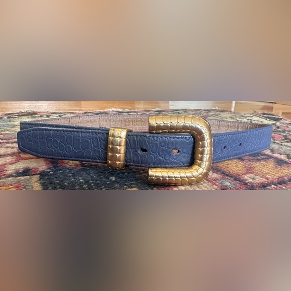 Vintage Leather Belt with Gold Hardware - Picture 1 of 6